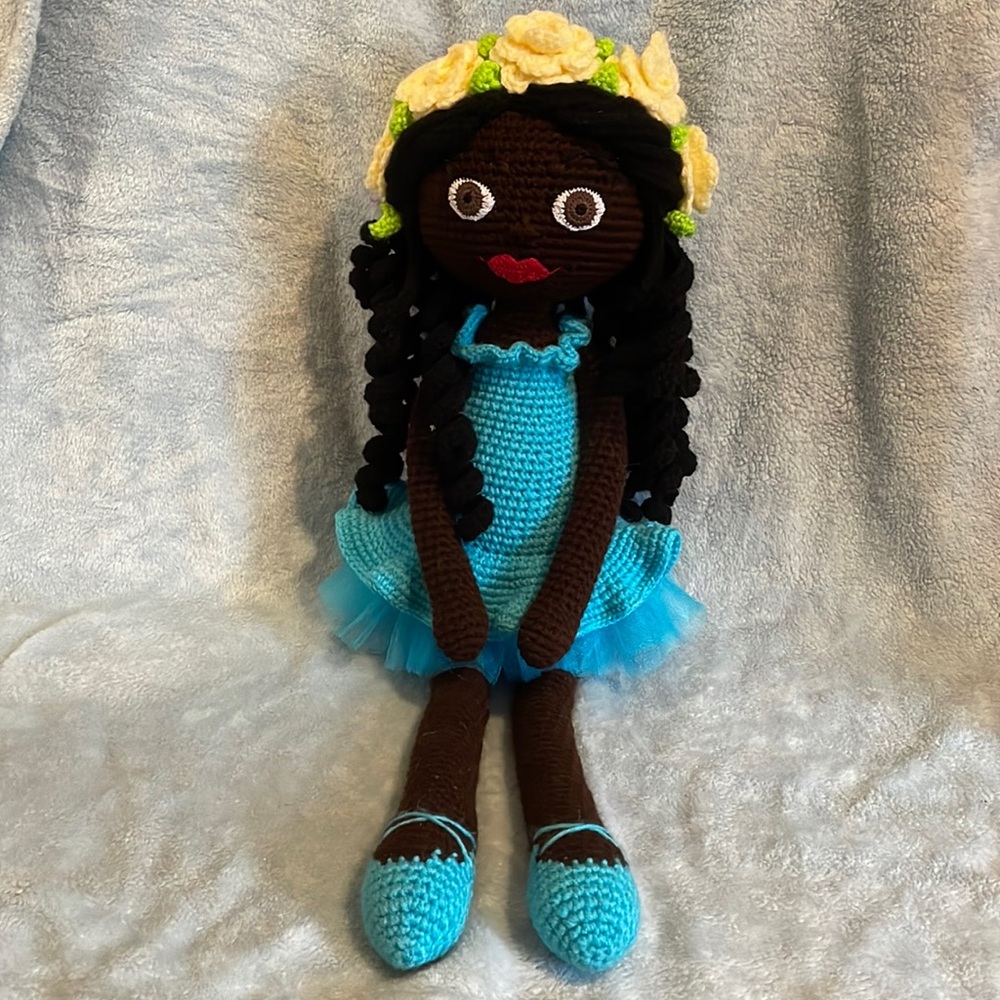 Light Blue Ballerina Doll With Yellow Flowers